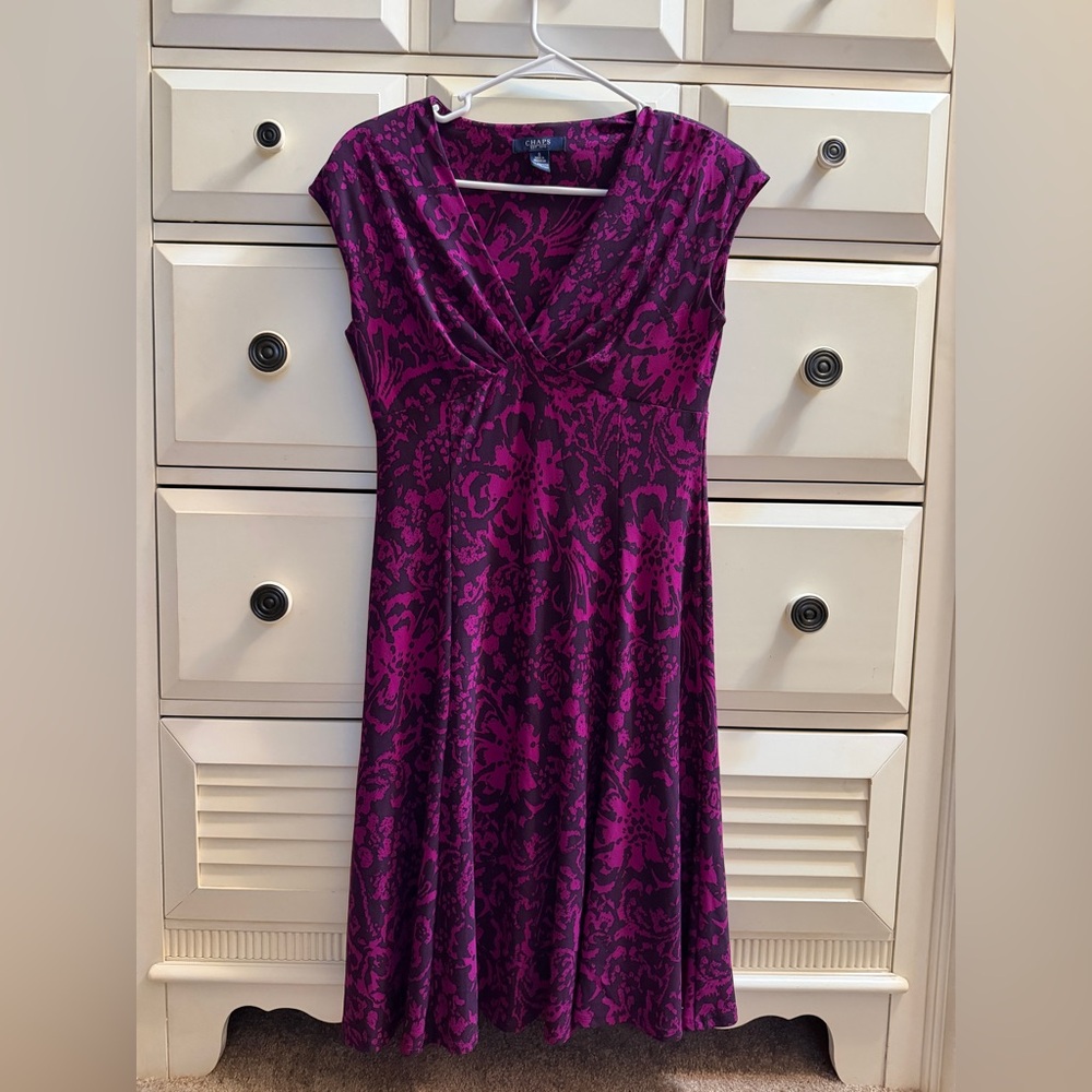 Champs Purple and Pink Patterned Midi Dress